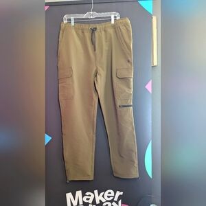 Tony Hawk Mens Cargo Pull On Pants Tan Tech Straight Leg L NEW 28" Inseam